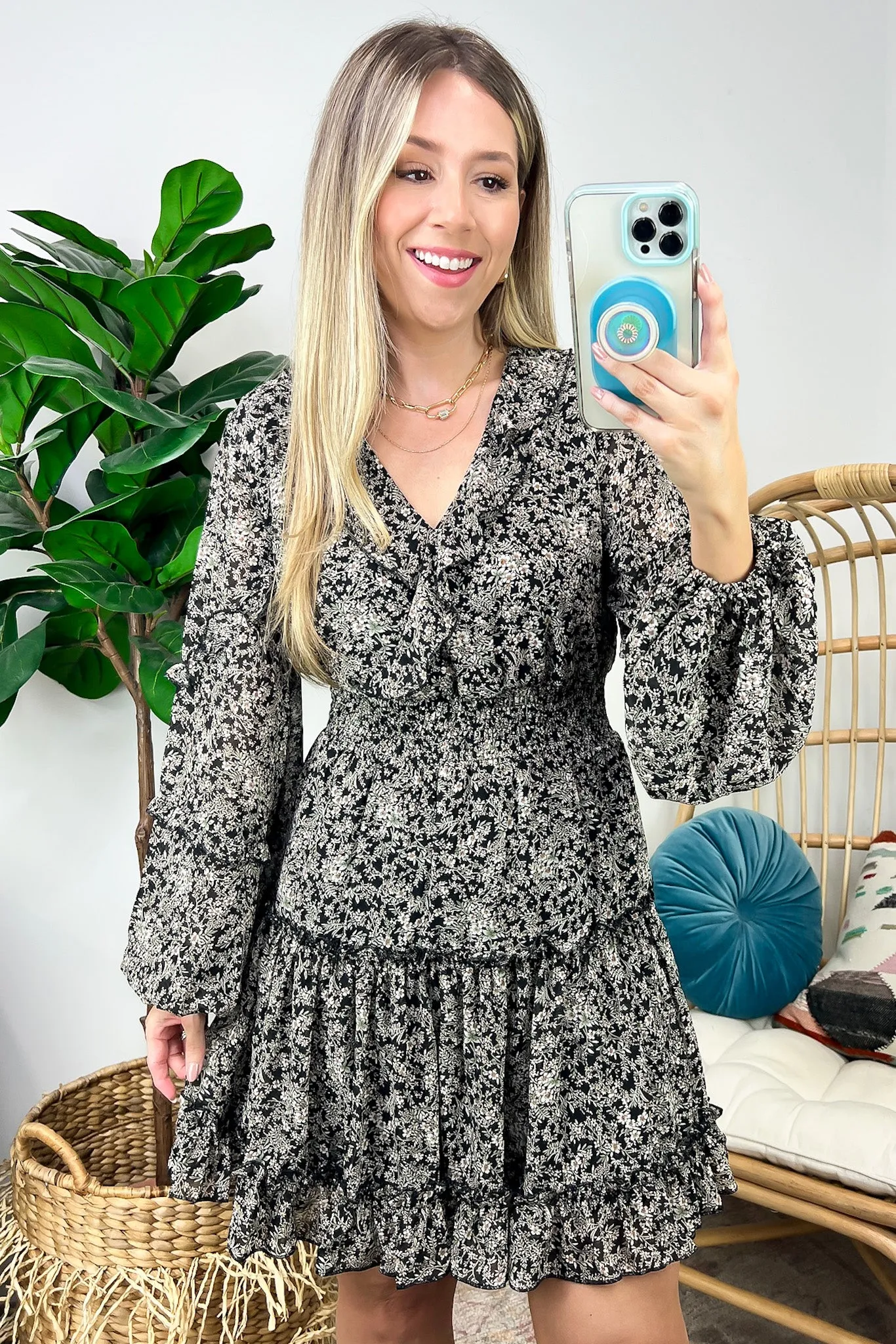 Abloom with Love Ruffled Smocked Floral Dress - FINAL SALE