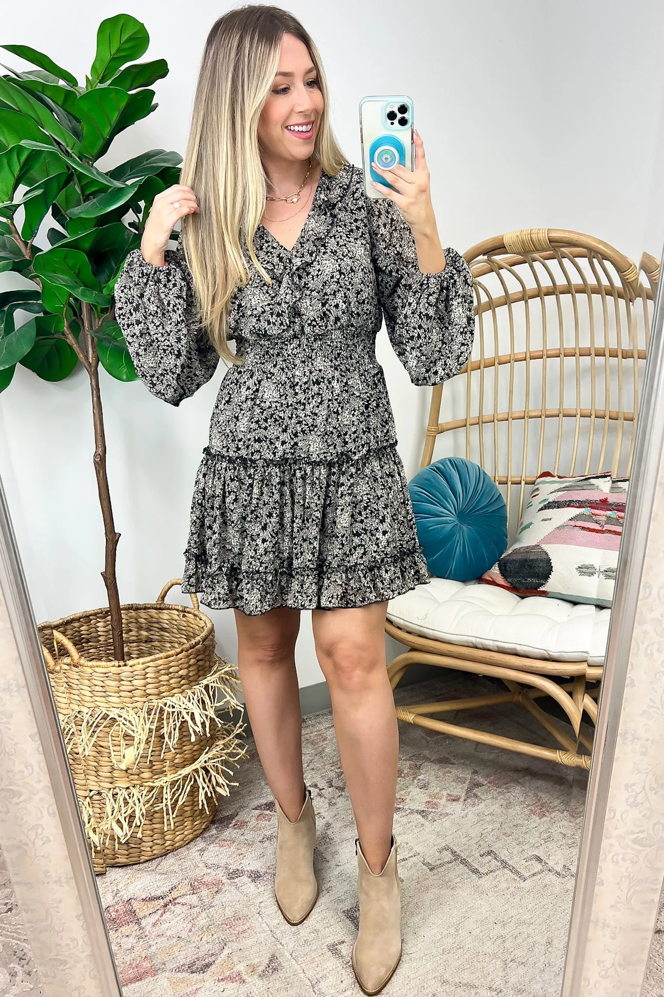 Abloom with Love Ruffled Smocked Floral Dress - FINAL SALE