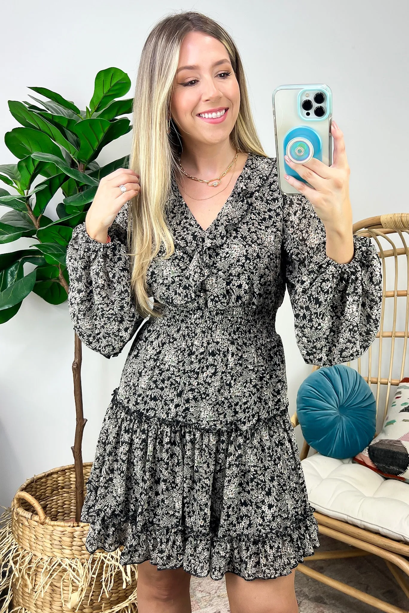 Abloom with Love Ruffled Smocked Floral Dress - FINAL SALE