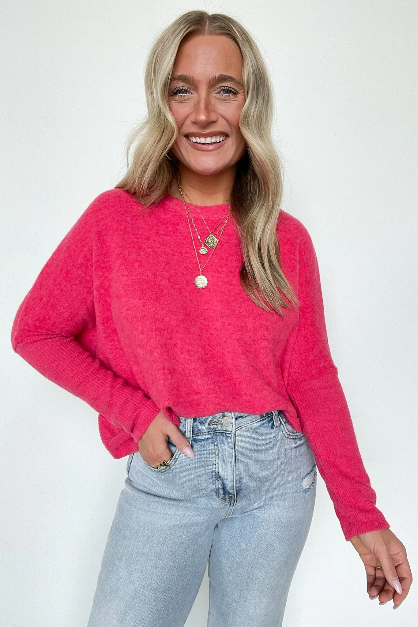 Adelaida Soft Knit Dolman Sleeve Sweater - BACK IN STOCK
