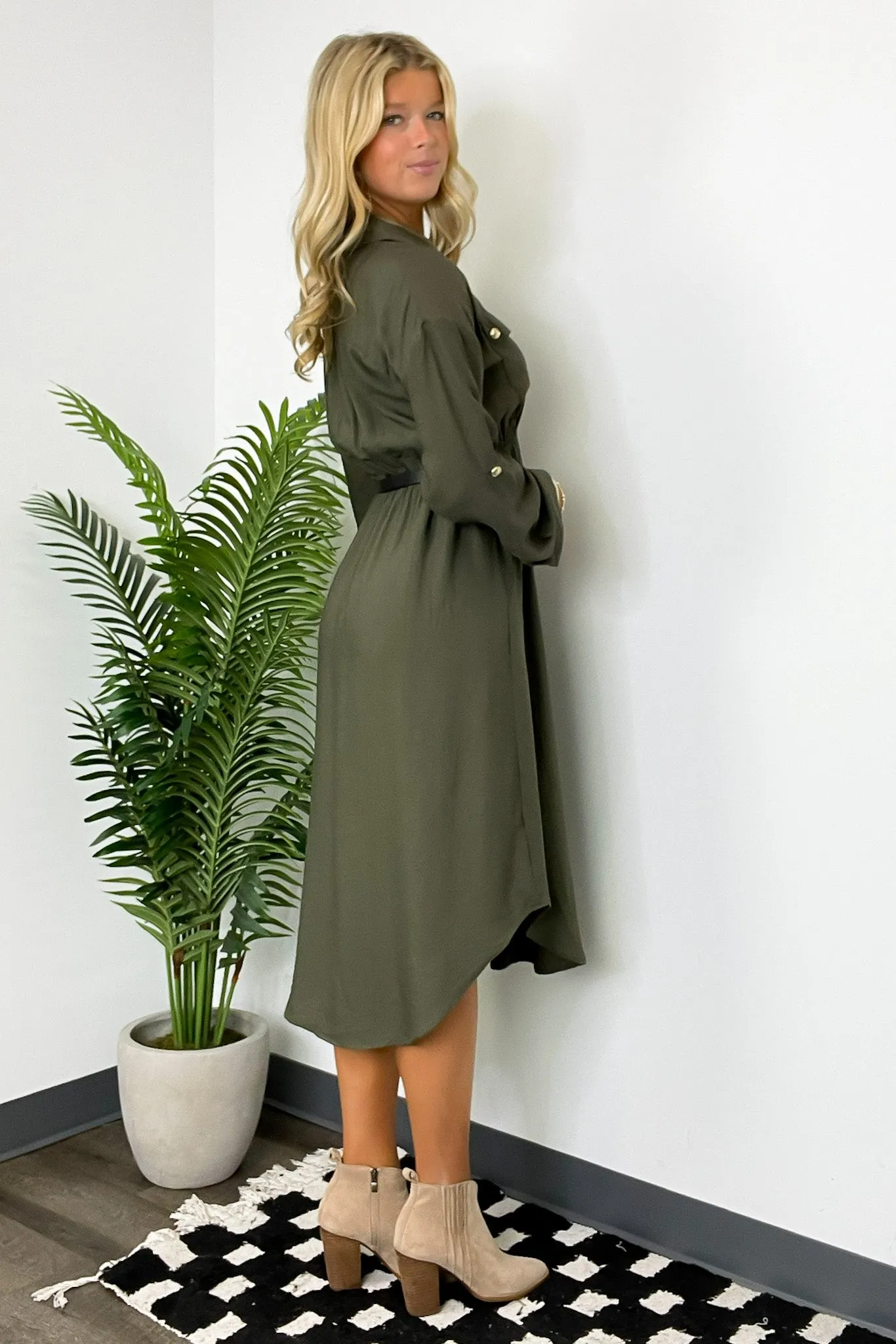 Adeline Button Down Belted Midi Dress - FINAL SALE