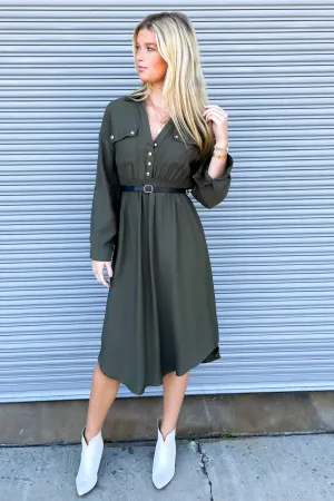 Adeline Button Down Belted Midi Dress - FINAL SALE