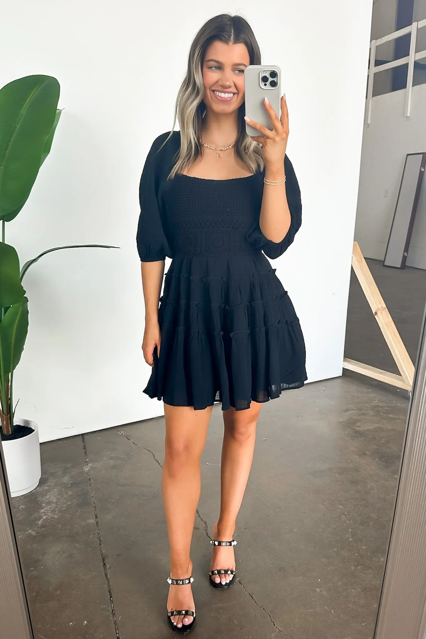 Adoring Desire Puff Sleeve Tiered Dress - FINAL SALE
