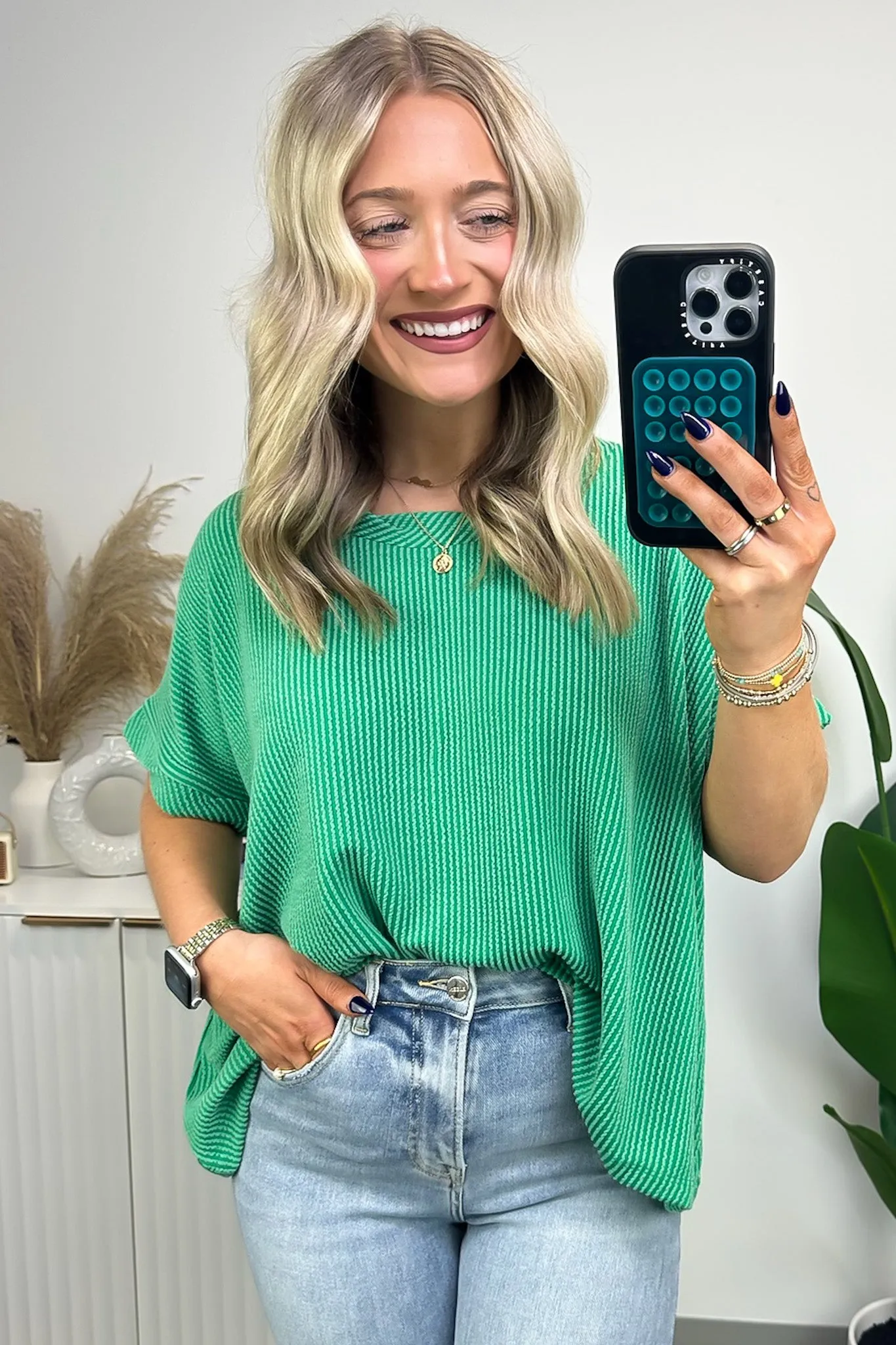 Adriano Rib Knit Twist Sleeve Top - BACK IN STOCK