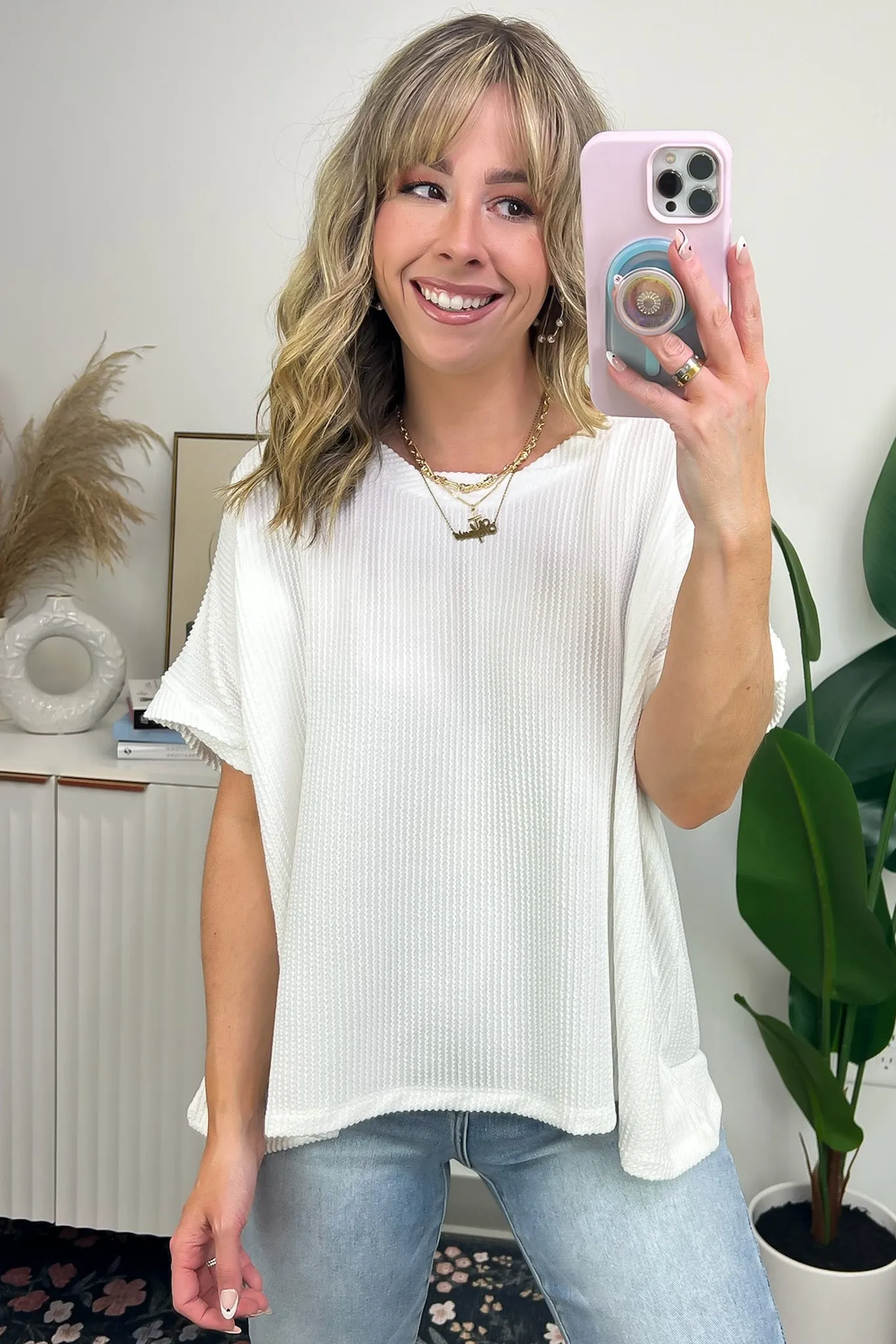 Adriano Rib Knit Twist Sleeve Top - BACK IN STOCK