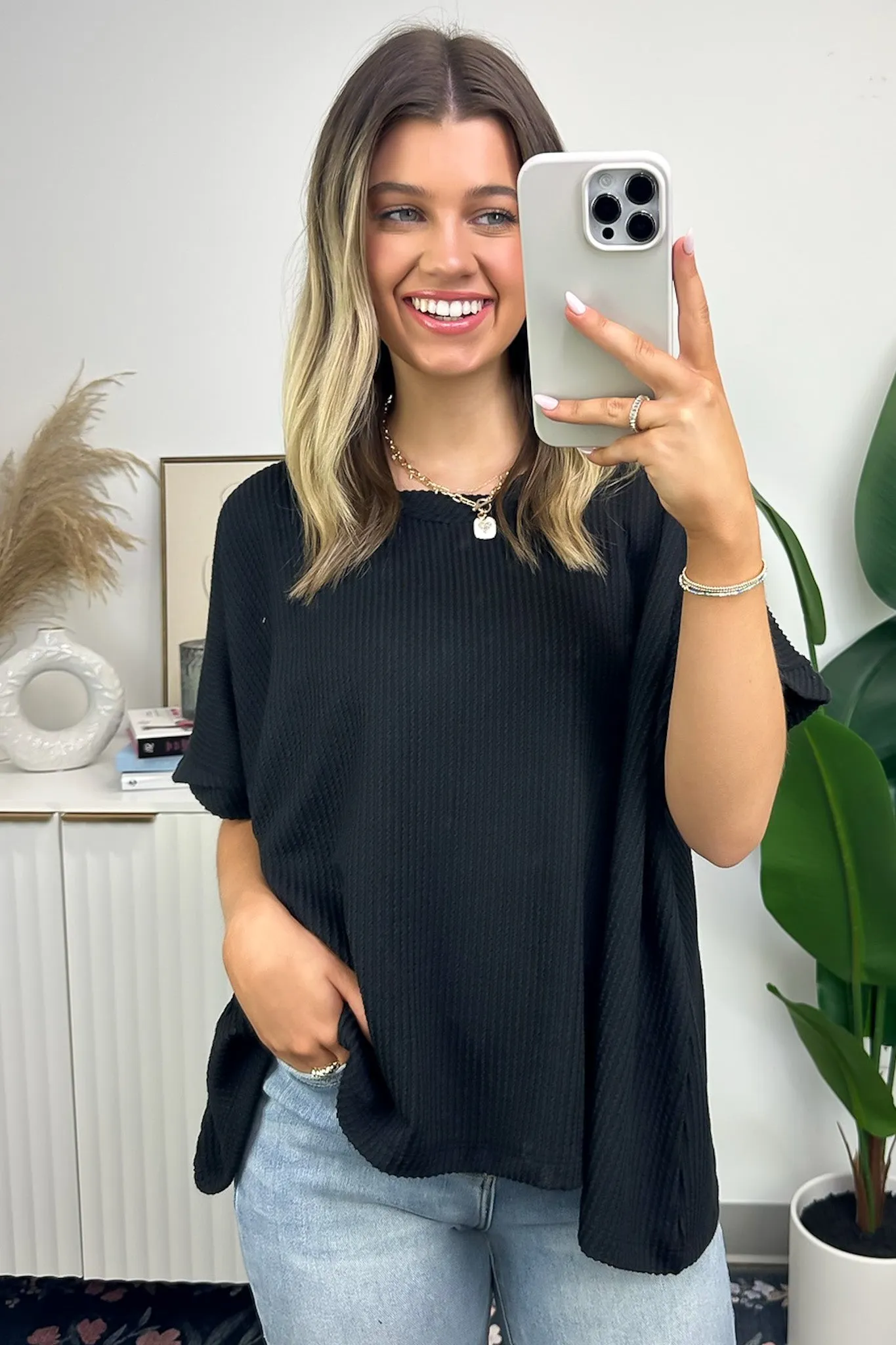 Adriano Rib Knit Twist Sleeve Top - BACK IN STOCK