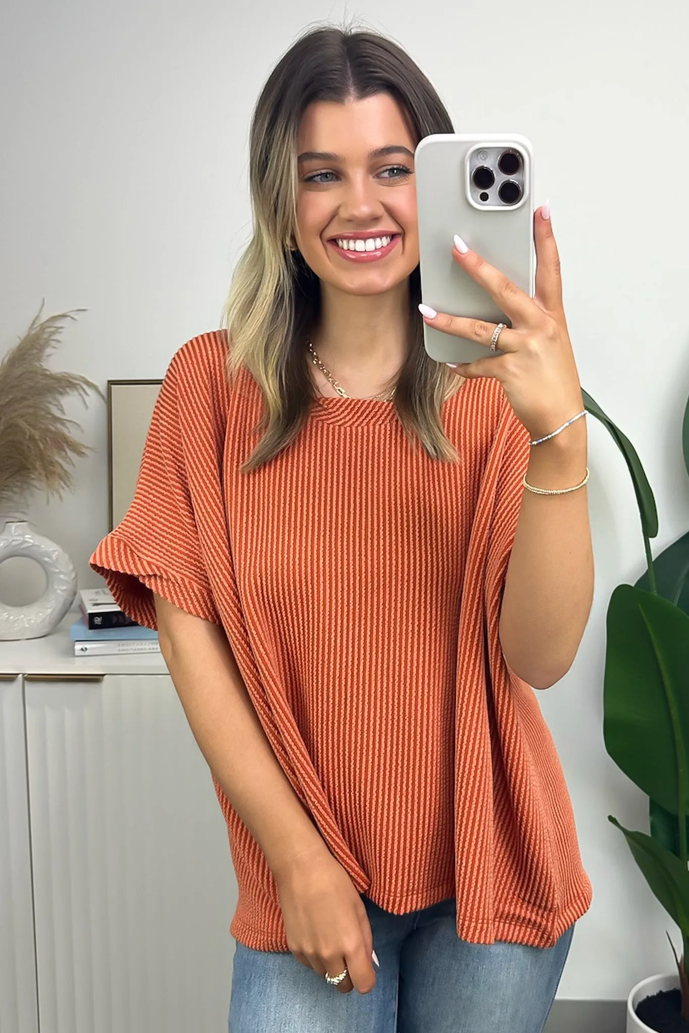 Adriano Rib Knit Twist Sleeve Top - BACK IN STOCK