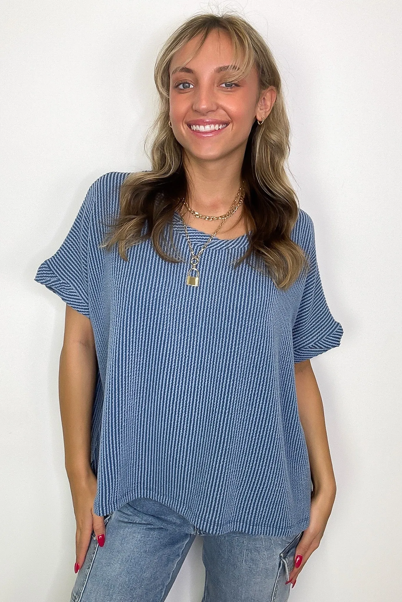 Adriano Rib Knit Twist Sleeve Top - BACK IN STOCK