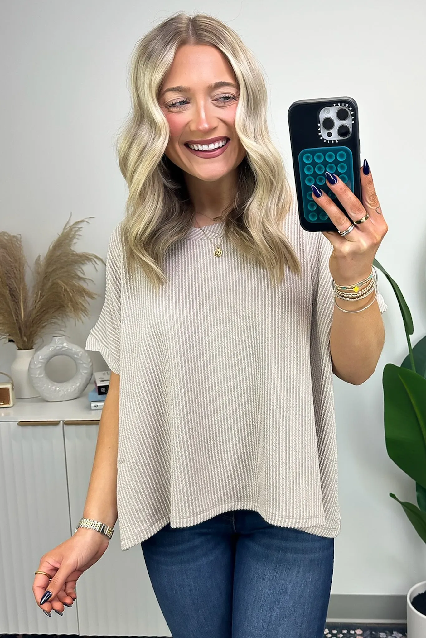 Adriano Rib Knit Twist Sleeve Top - BACK IN STOCK