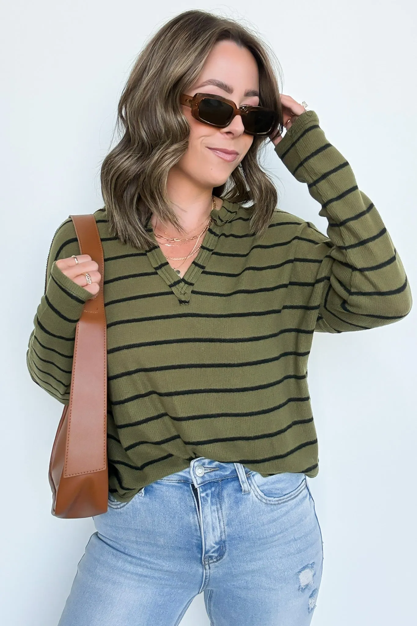 Ainslee Striped V-Neck Knit Top - FINAL SALE