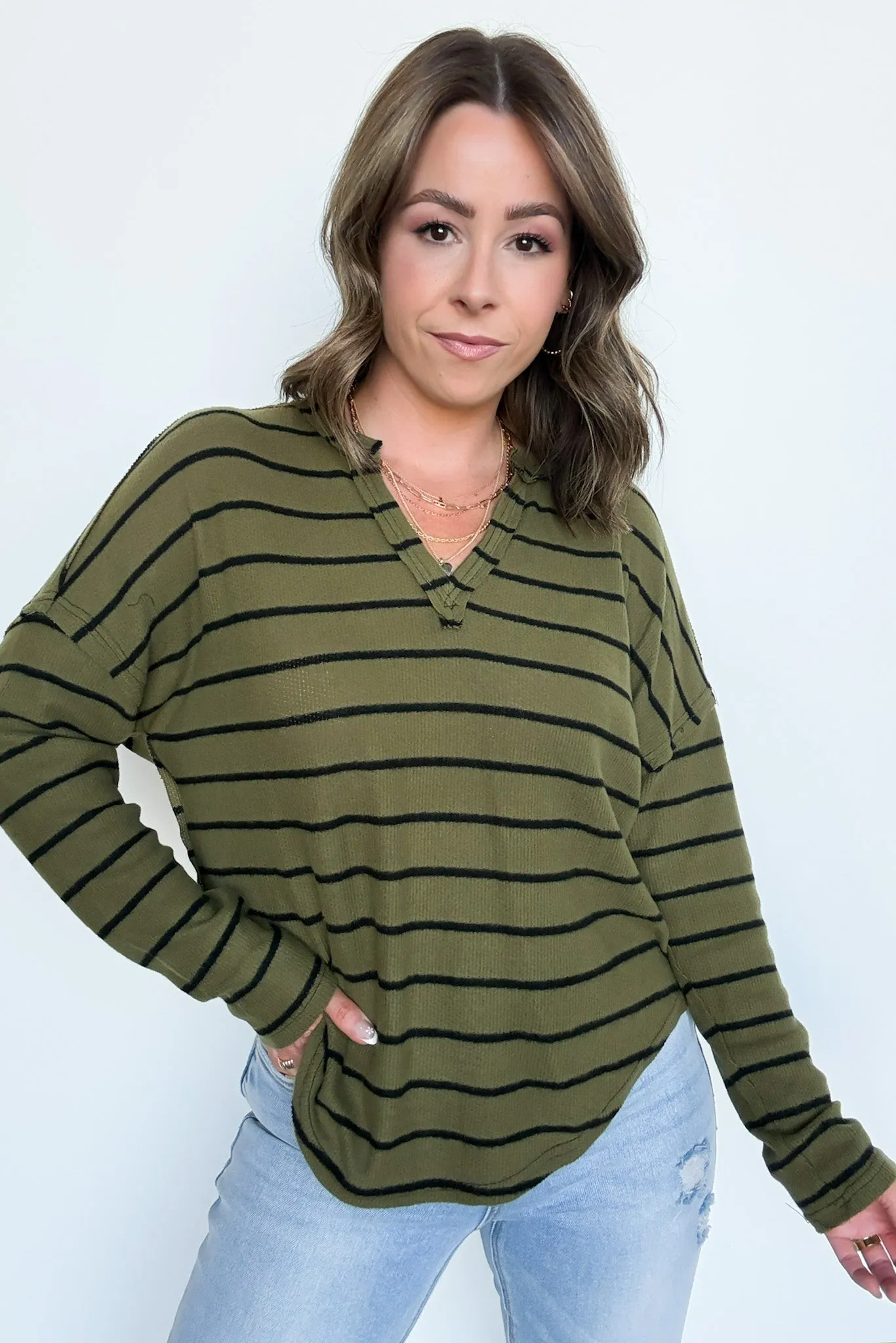 Ainslee Striped V-Neck Knit Top - FINAL SALE