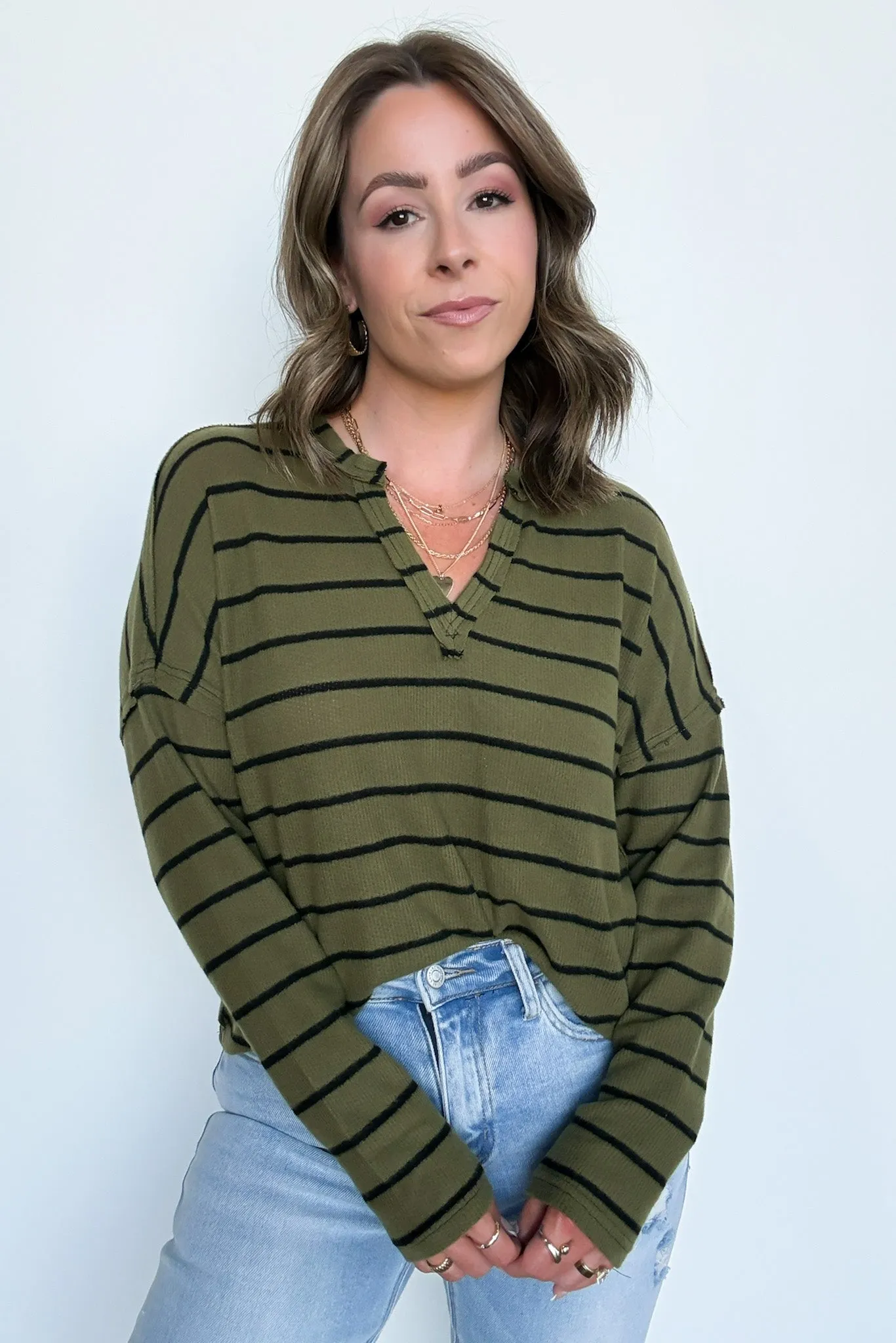 Ainslee Striped V-Neck Knit Top - FINAL SALE
