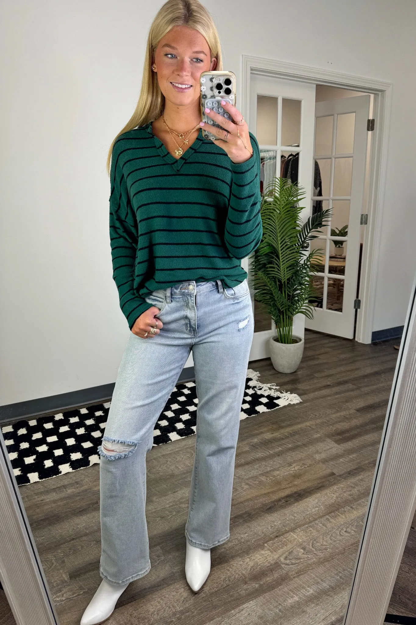 Ainslee Striped V-Neck Knit Top - FINAL SALE