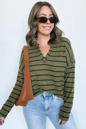 Ainslee Striped V-Neck Knit Top - FINAL SALE