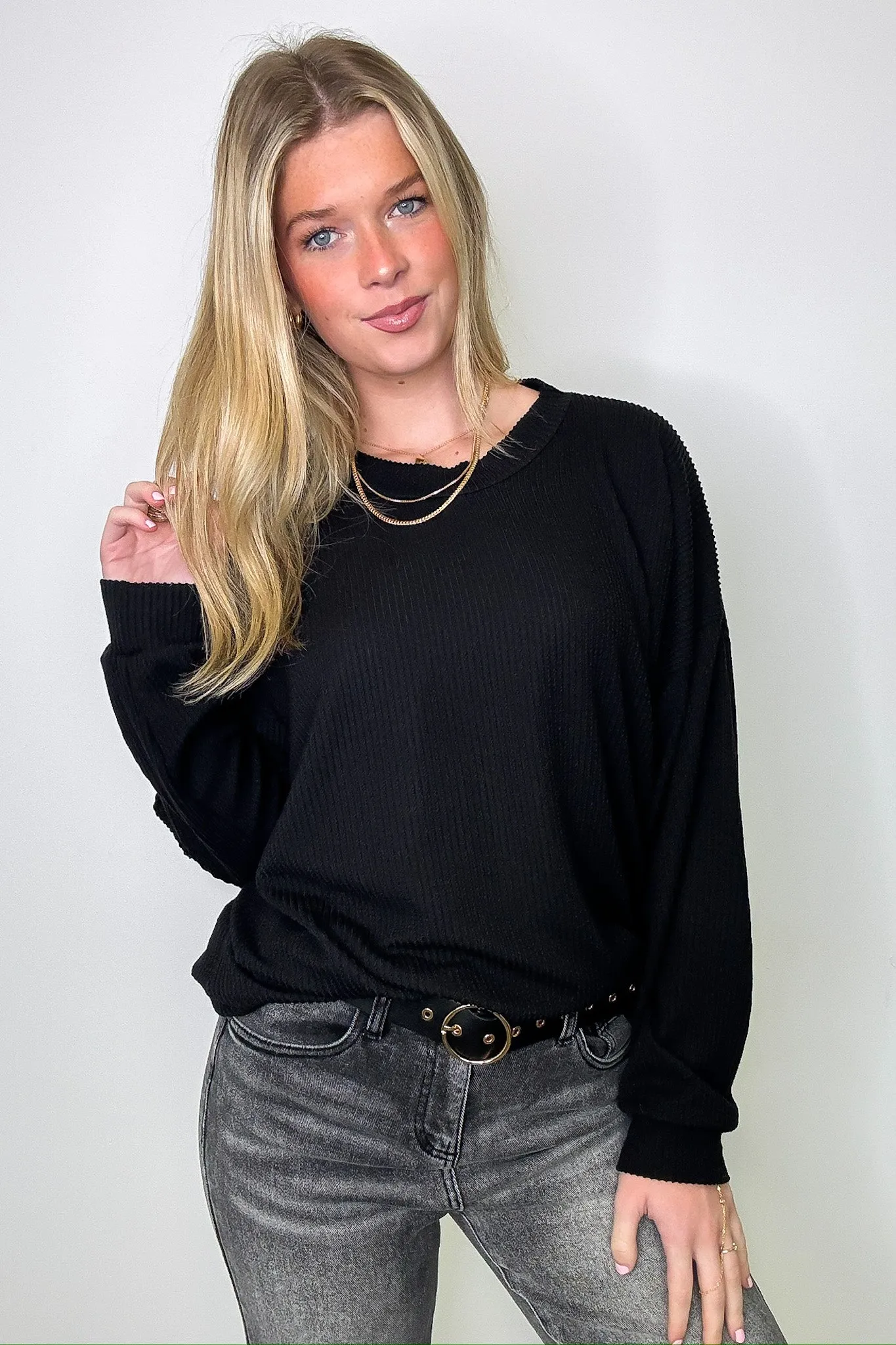 Alexia Rib Knit Oversized Top