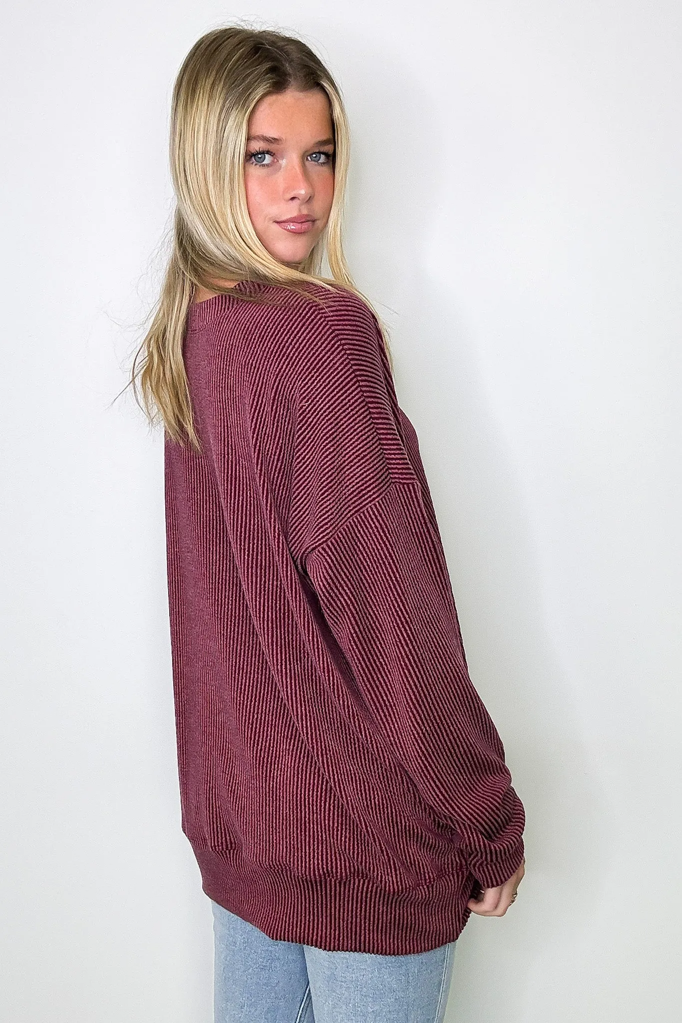 Alexia Rib Knit Oversized Top