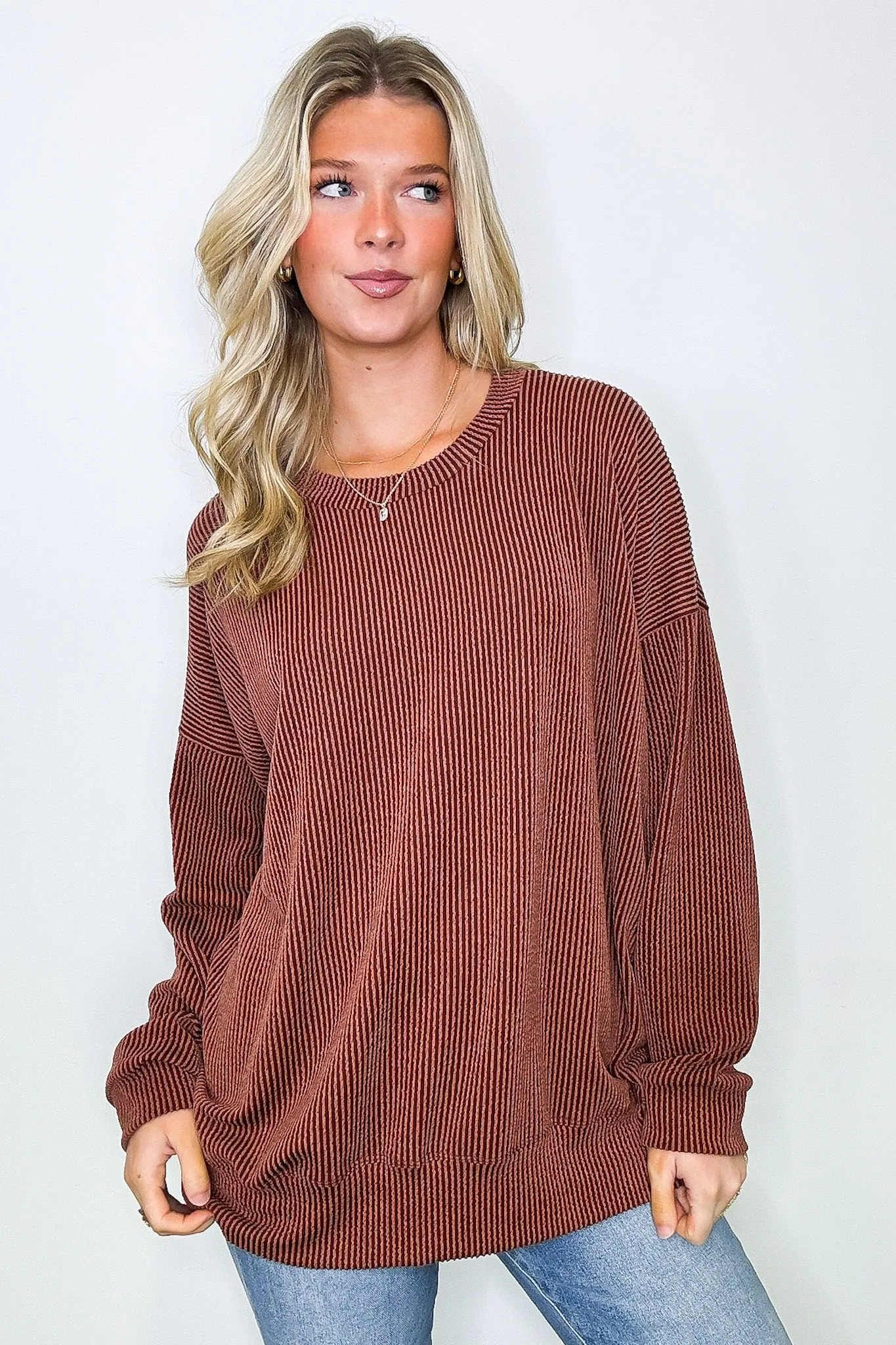 Alexia Rib Knit Oversized Top