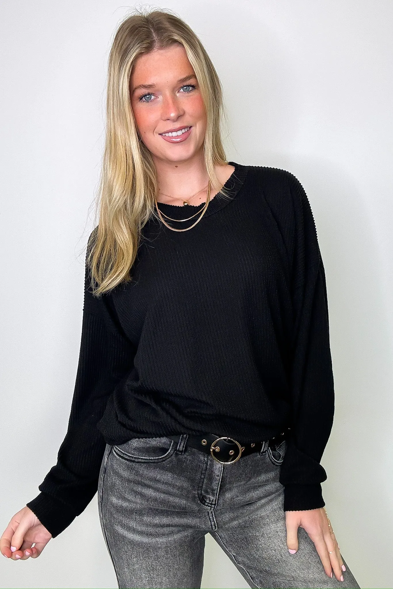 Alexia Rib Knit Oversized Top