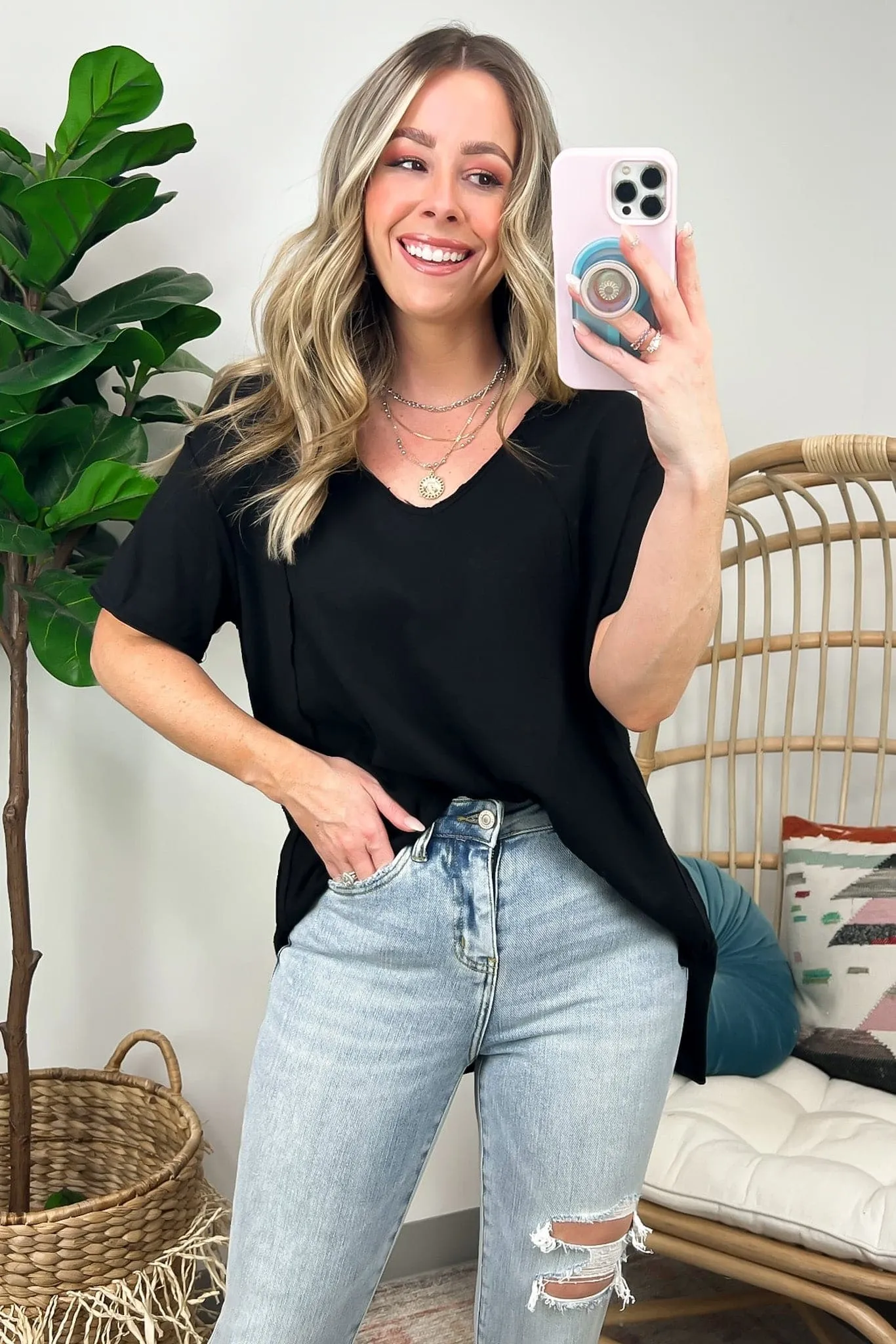 All I Need Relaxed Fit V-Neck Top - FINAL SALE