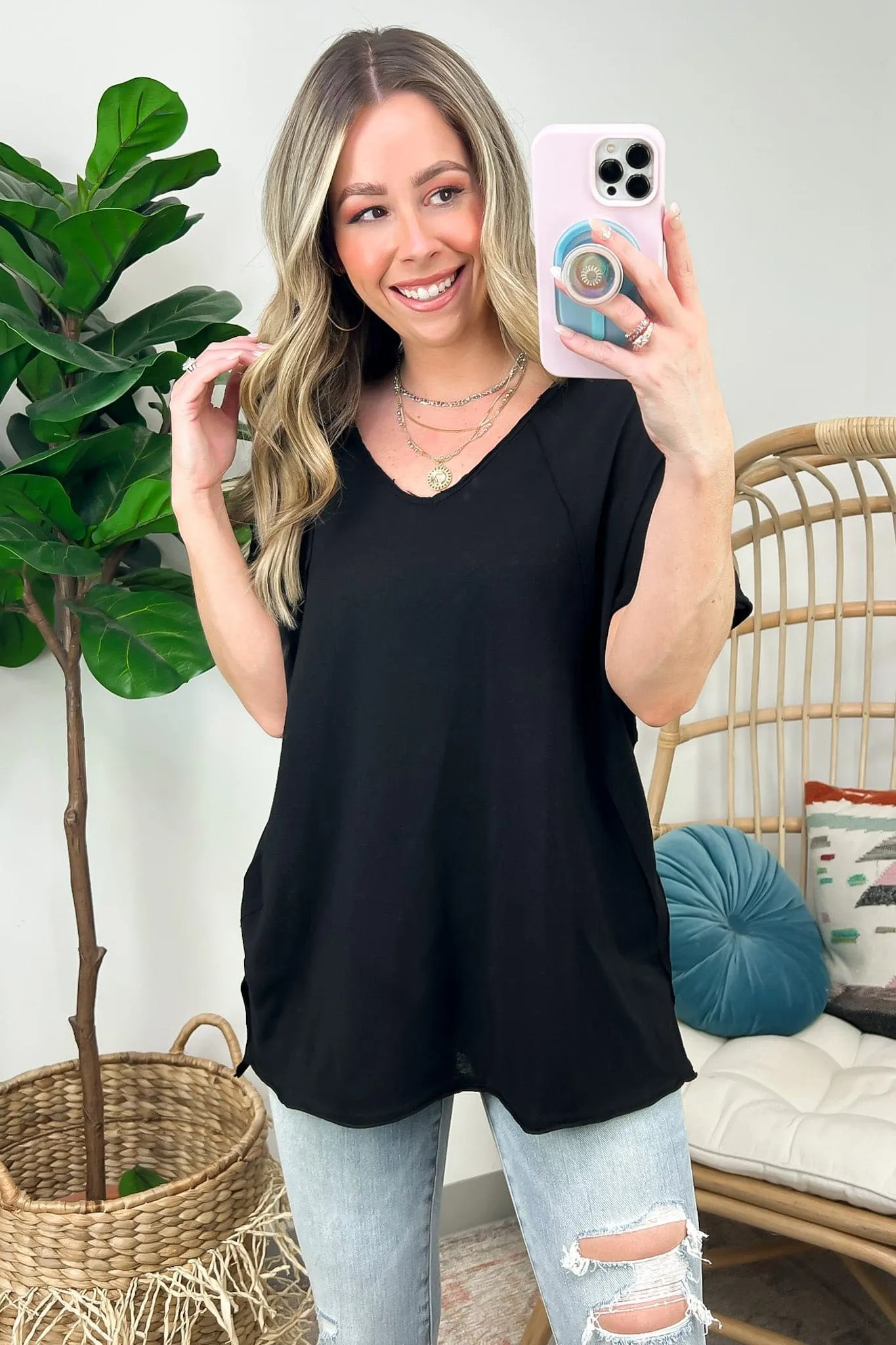 All I Need Relaxed Fit V-Neck Top - FINAL SALE