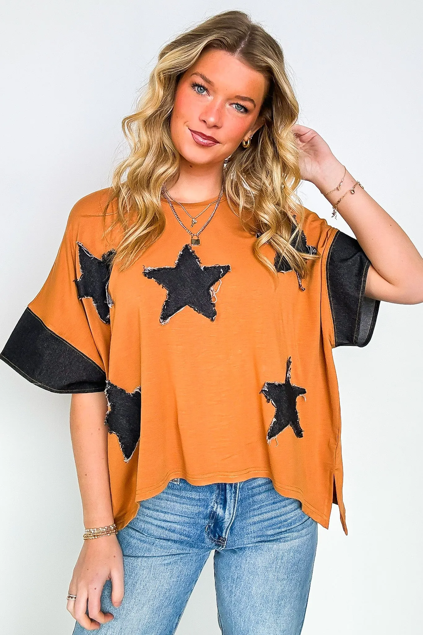 All the Galaxy Star Patchwork Top