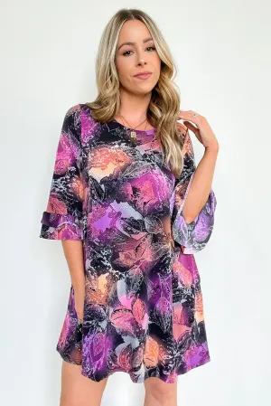 Alluring Arrival Abstract Ruffle Sleeve Dress - FINAL SALE