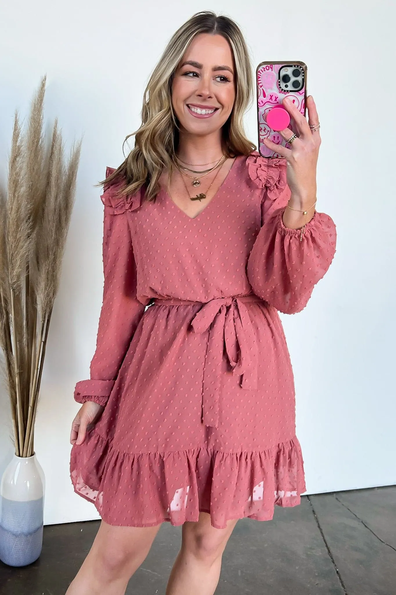 Always Stunning Swiss Dot Ruffle Dress - FINAL SALE