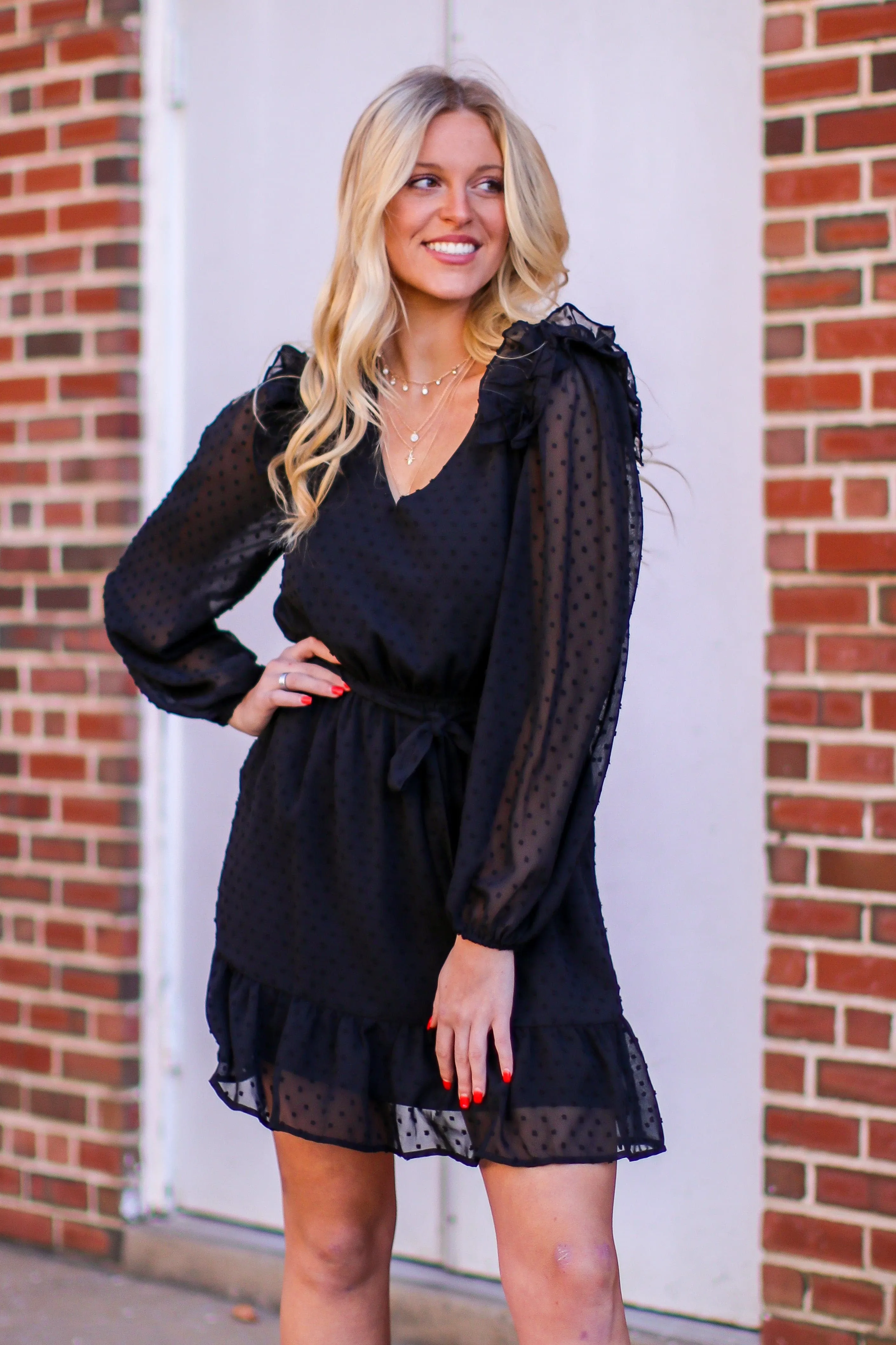 Always Stunning Swiss Dot Ruffle Dress - FINAL SALE