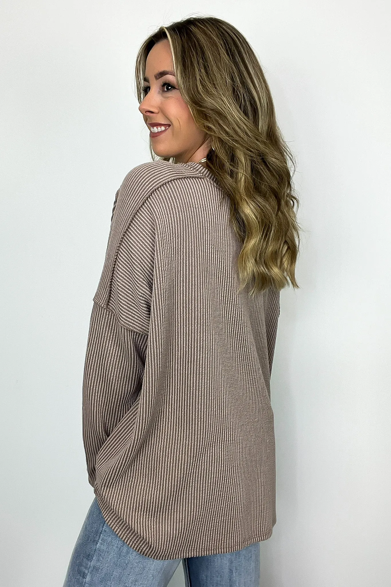 Amirah Rib Knit Long Sleeve Stitch Top