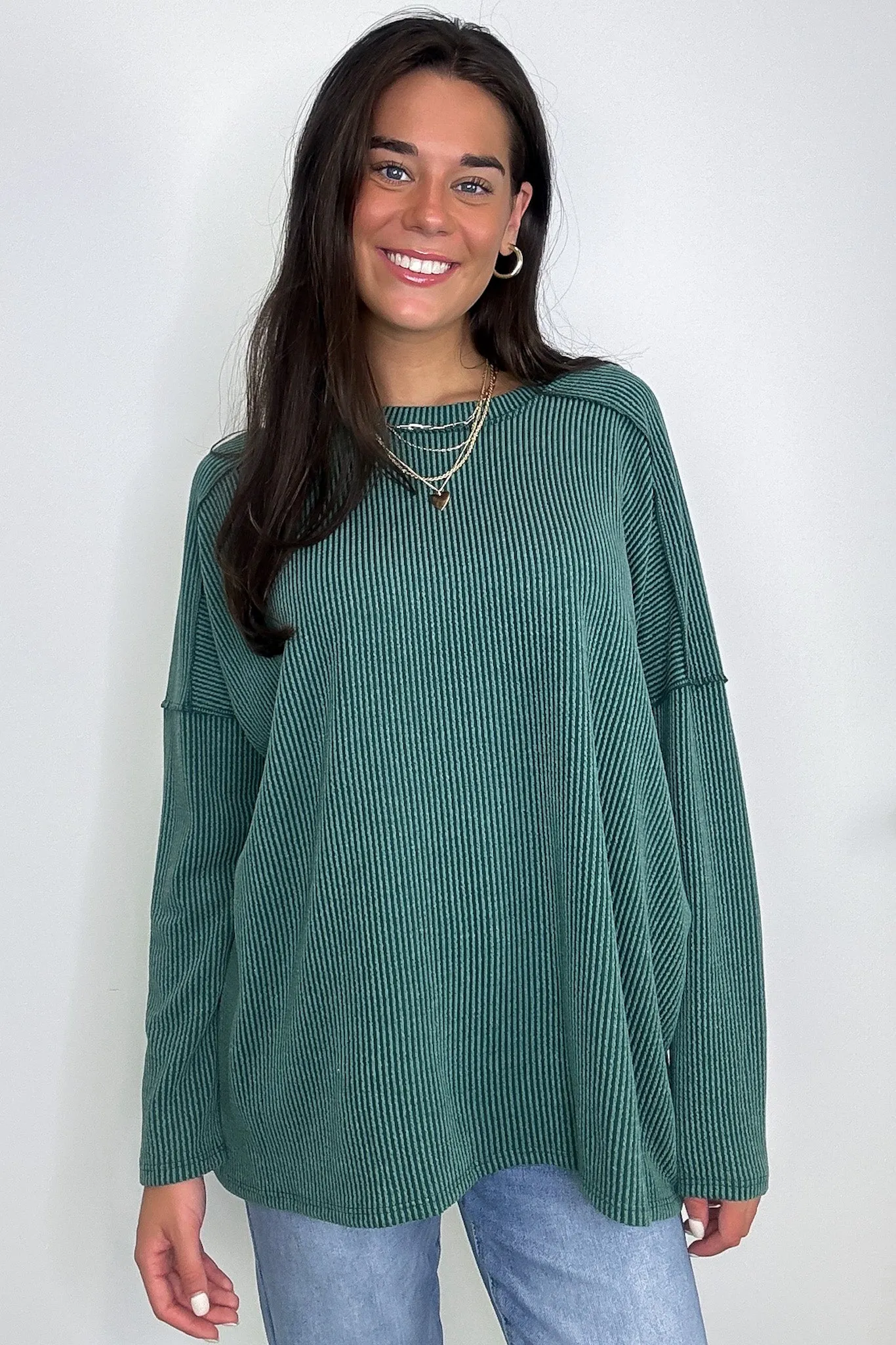 Amirah Rib Knit Long Sleeve Stitch Top