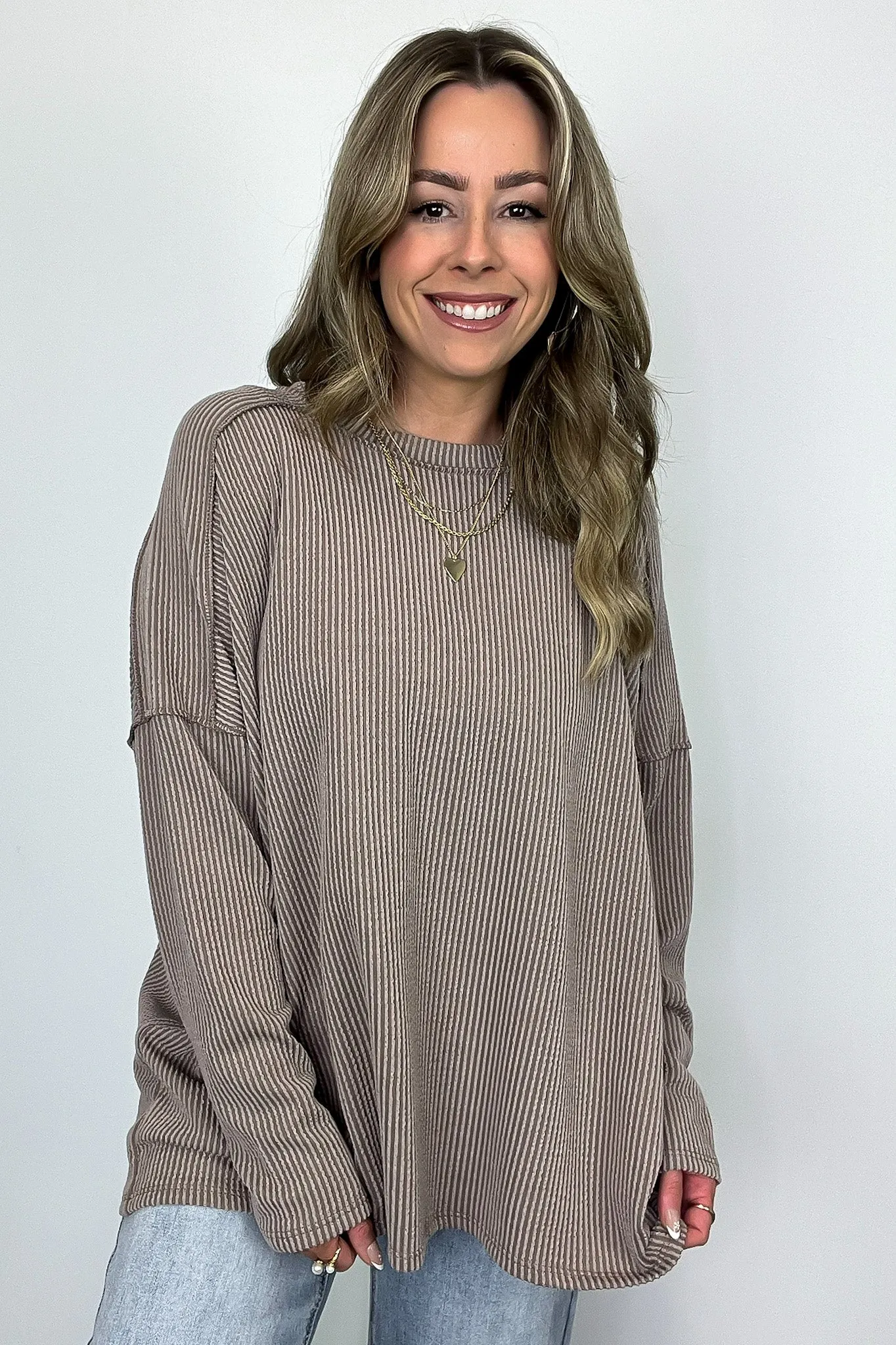 Amirah Rib Knit Long Sleeve Stitch Top