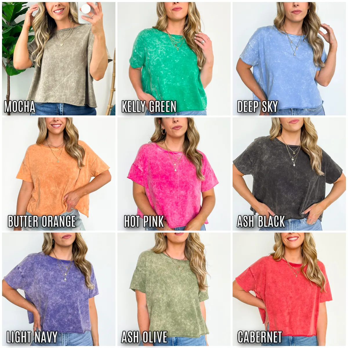Amorettah Acid Wash Cropped Tee - BACK IN STOCK