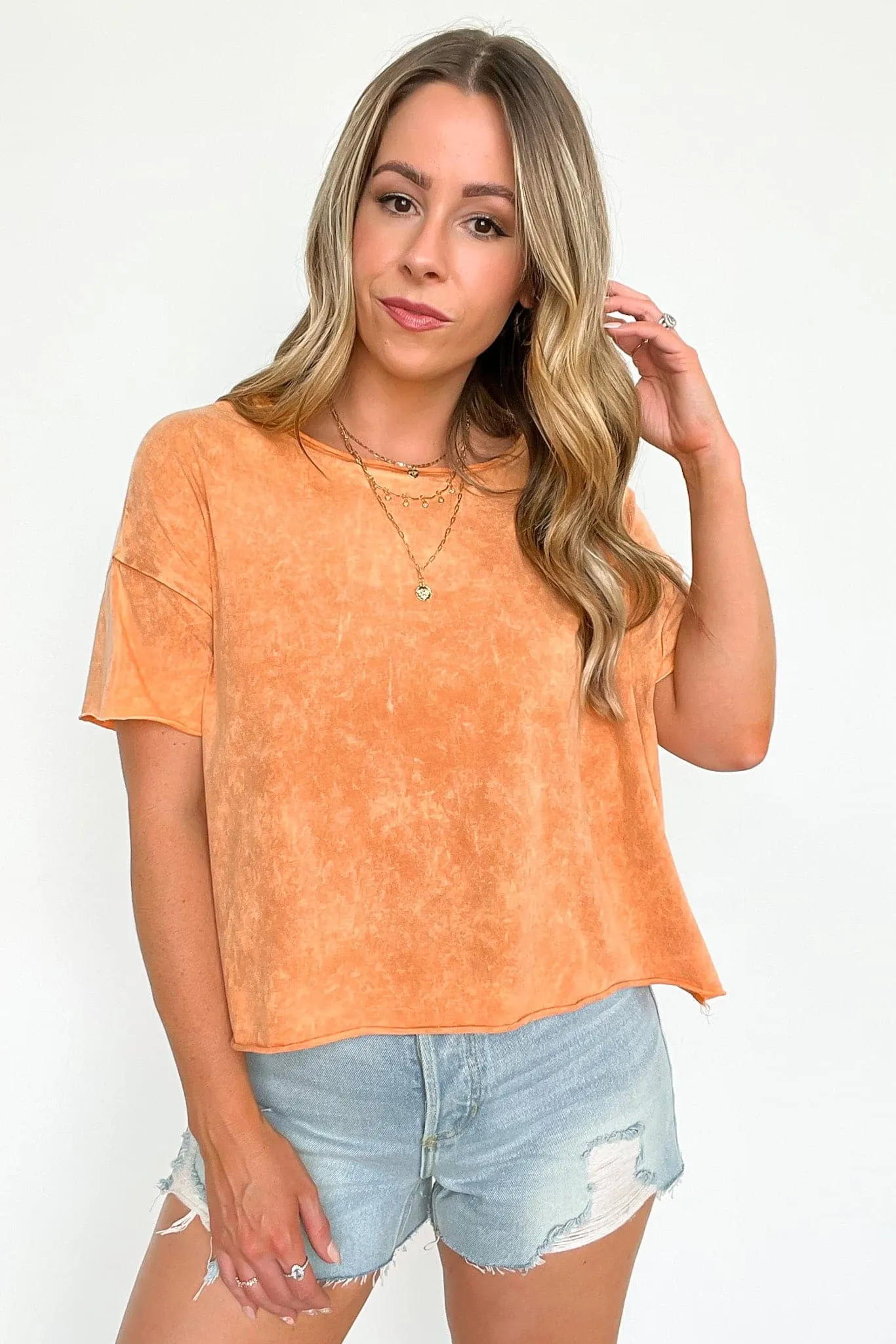 Amorettah Acid Wash Cropped Tee - BACK IN STOCK