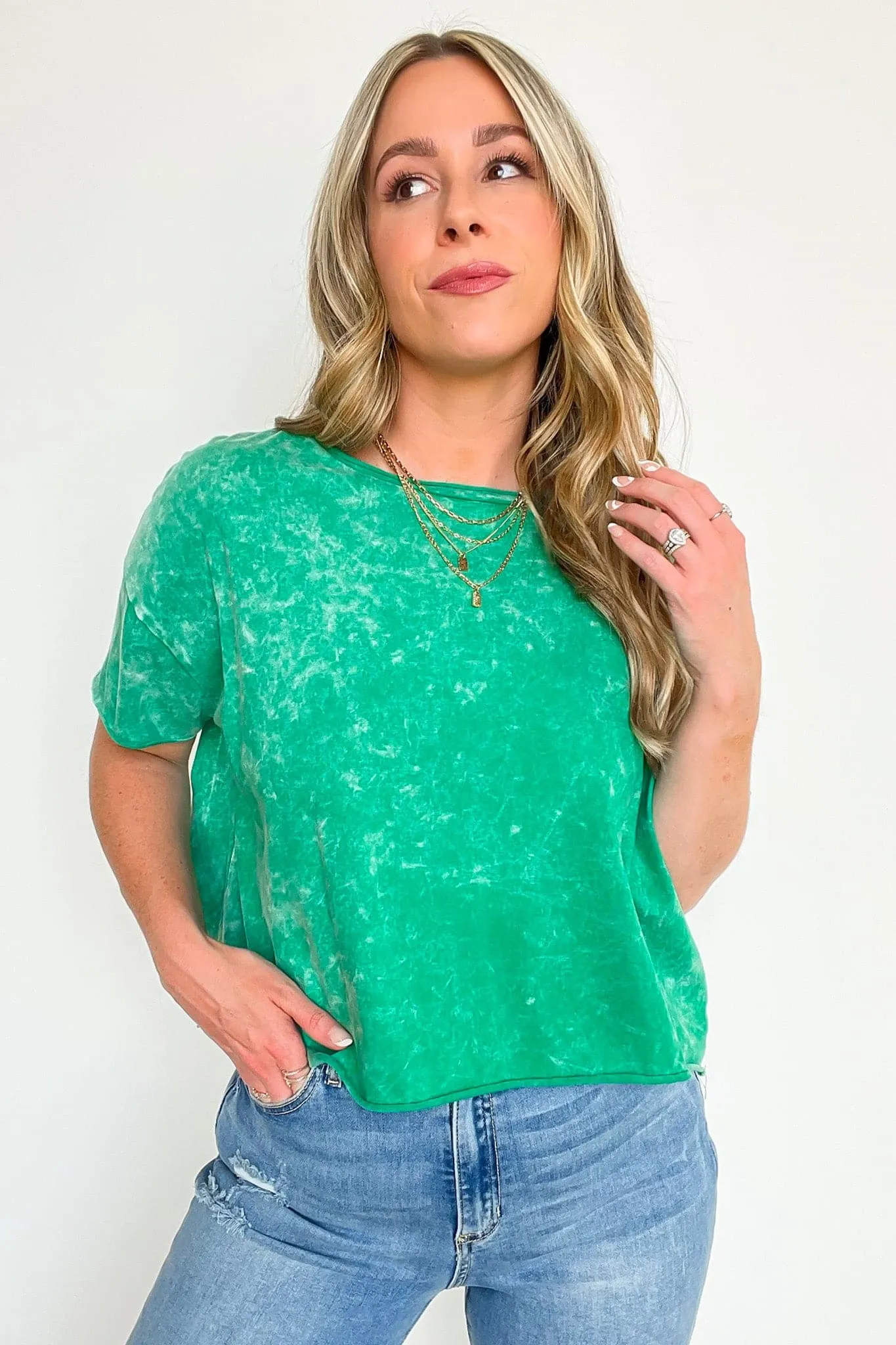 Amorettah Acid Wash Cropped Tee - BACK IN STOCK