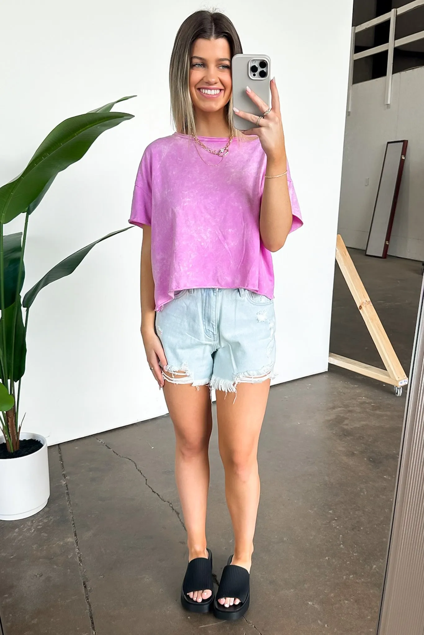 Amorettah Acid Wash Cropped Tee - BACK IN STOCK