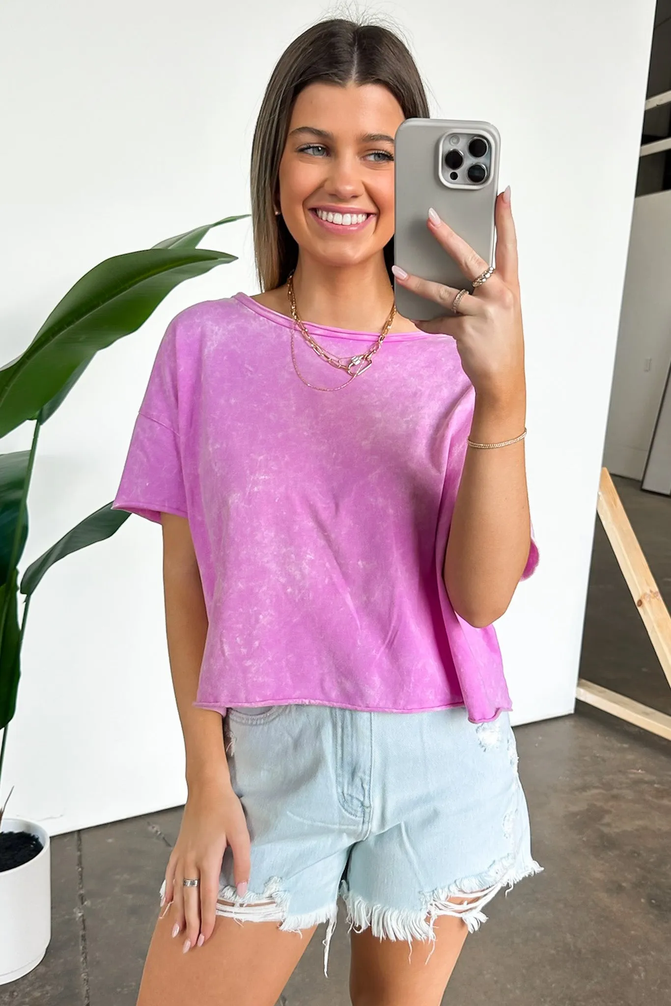 Amorettah Acid Wash Cropped Tee - BACK IN STOCK