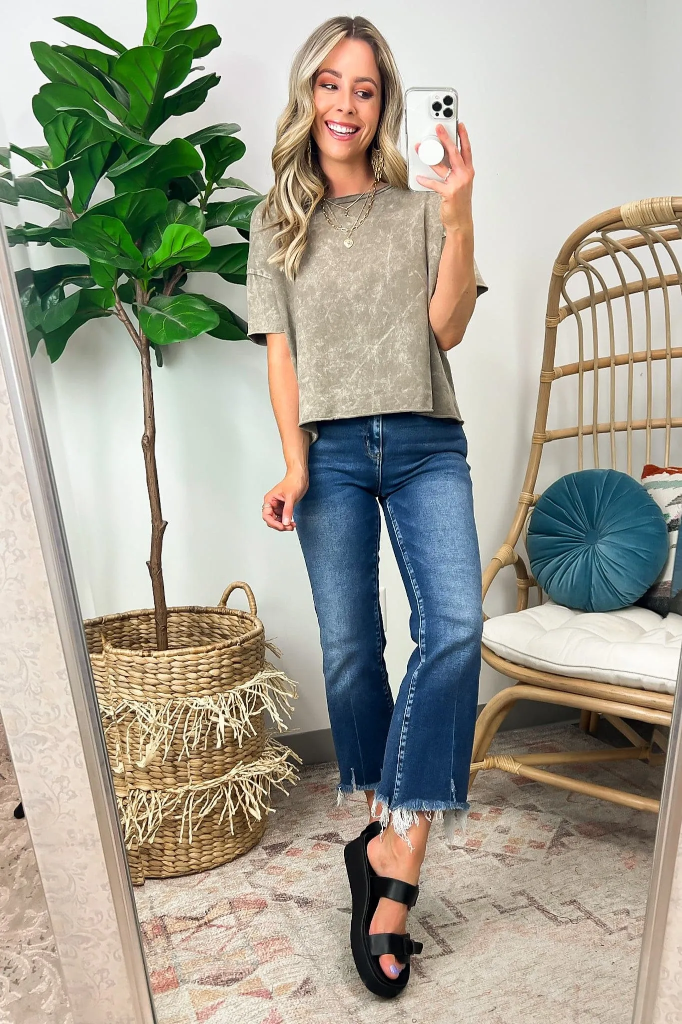 Amorettah Acid Wash Cropped Tee - BACK IN STOCK