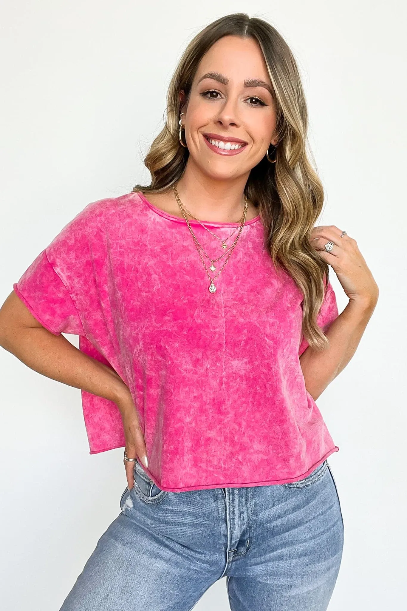 Amorettah Acid Wash Cropped Tee - BACK IN STOCK