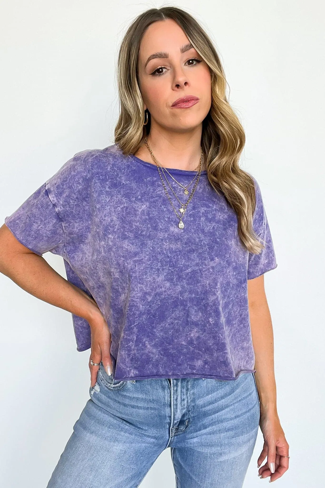Amorettah Acid Wash Cropped Tee - BACK IN STOCK