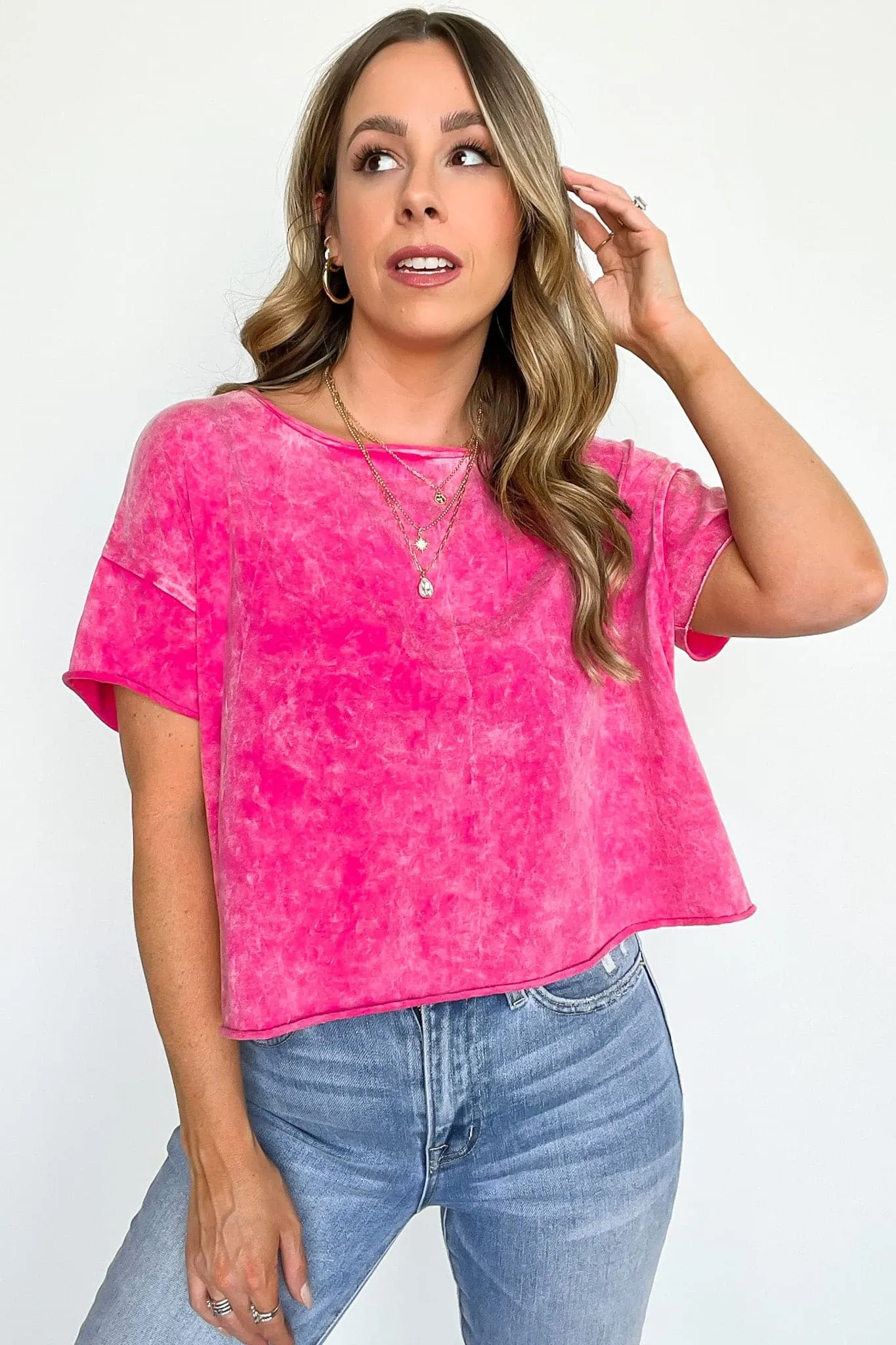 Amorettah Acid Wash Cropped Tee - BACK IN STOCK