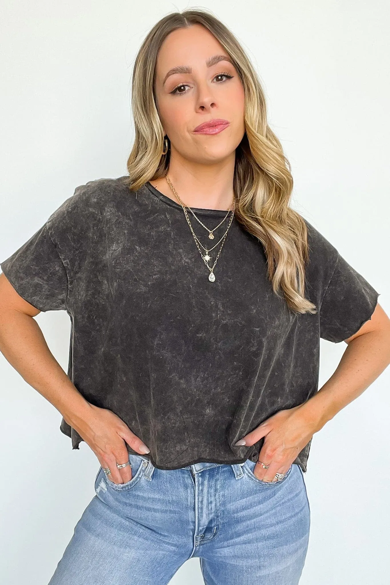 Amorettah Acid Wash Cropped Tee - BACK IN STOCK