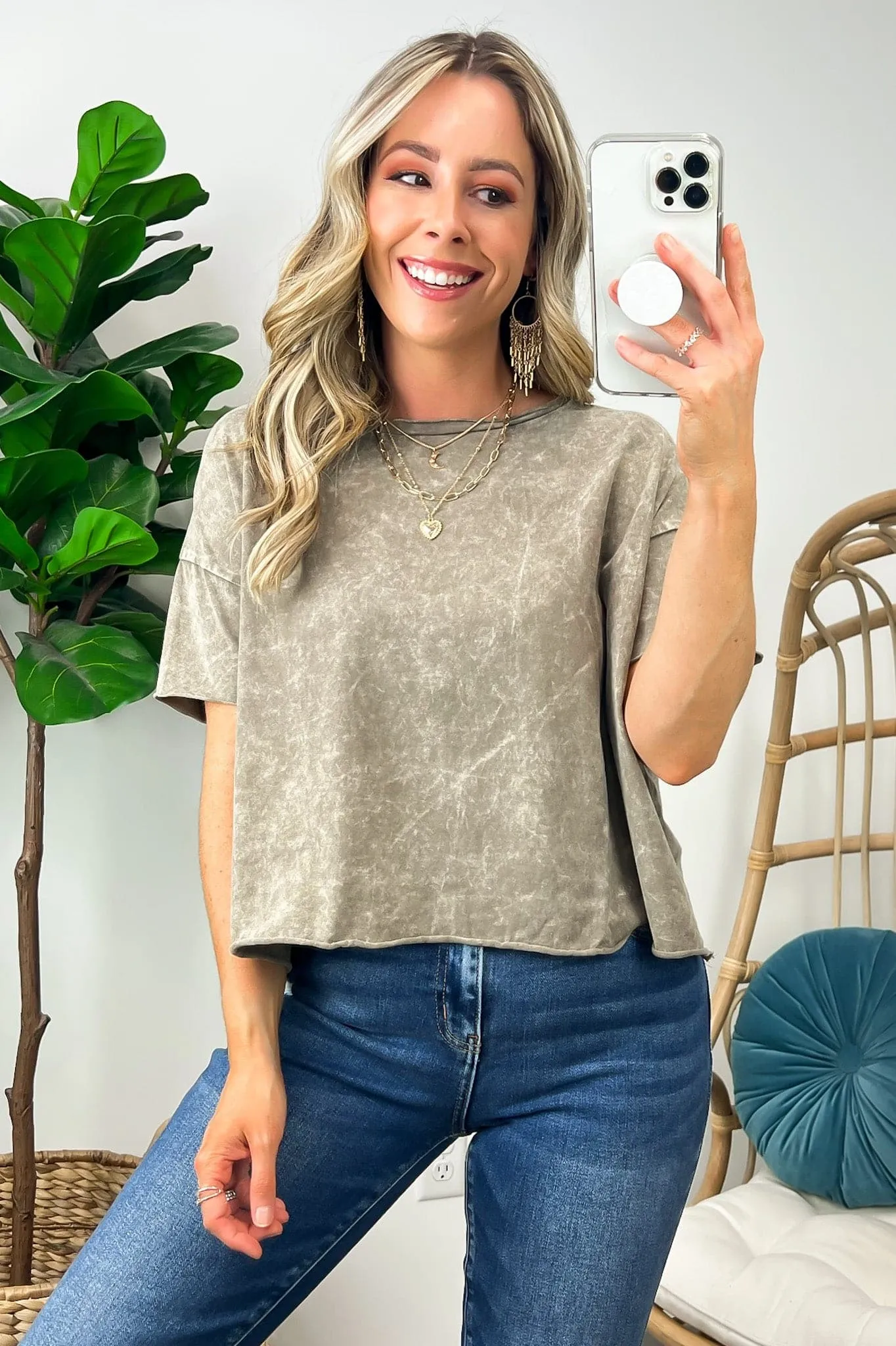 Amorettah Acid Wash Cropped Tee - BACK IN STOCK