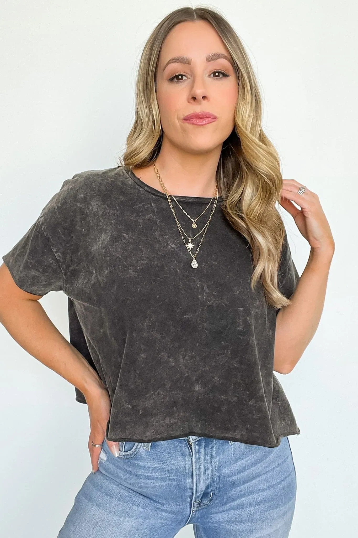 Amorettah Acid Wash Cropped Tee - BACK IN STOCK