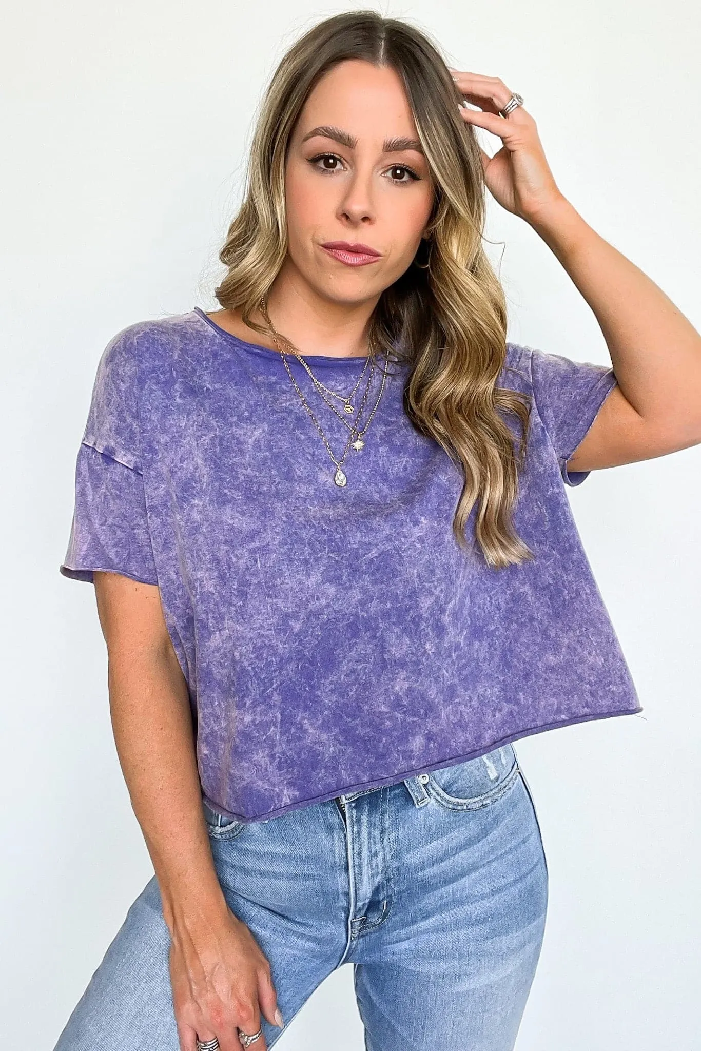Amorettah Acid Wash Cropped Tee - BACK IN STOCK