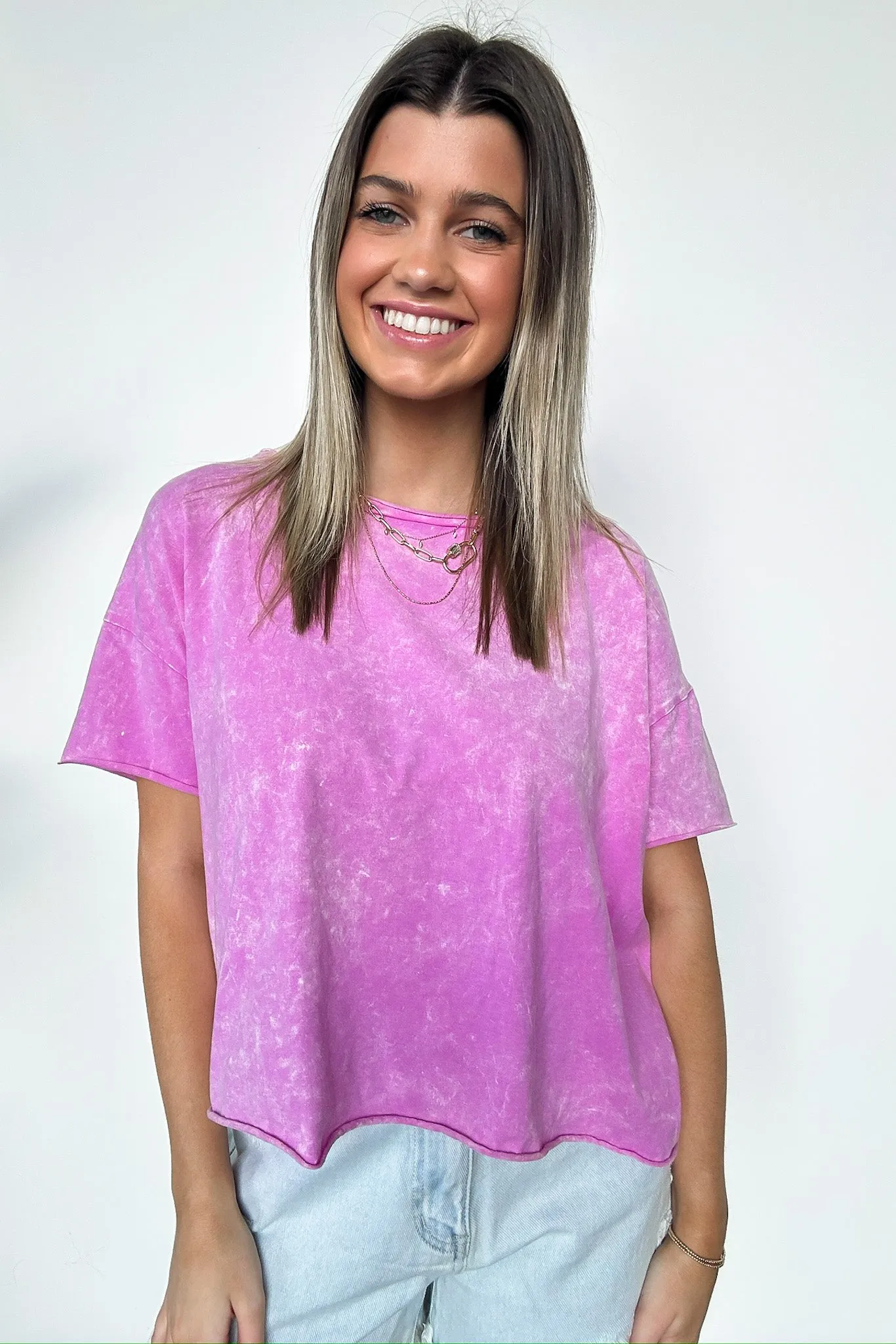 Amorettah Acid Wash Cropped Tee - BACK IN STOCK