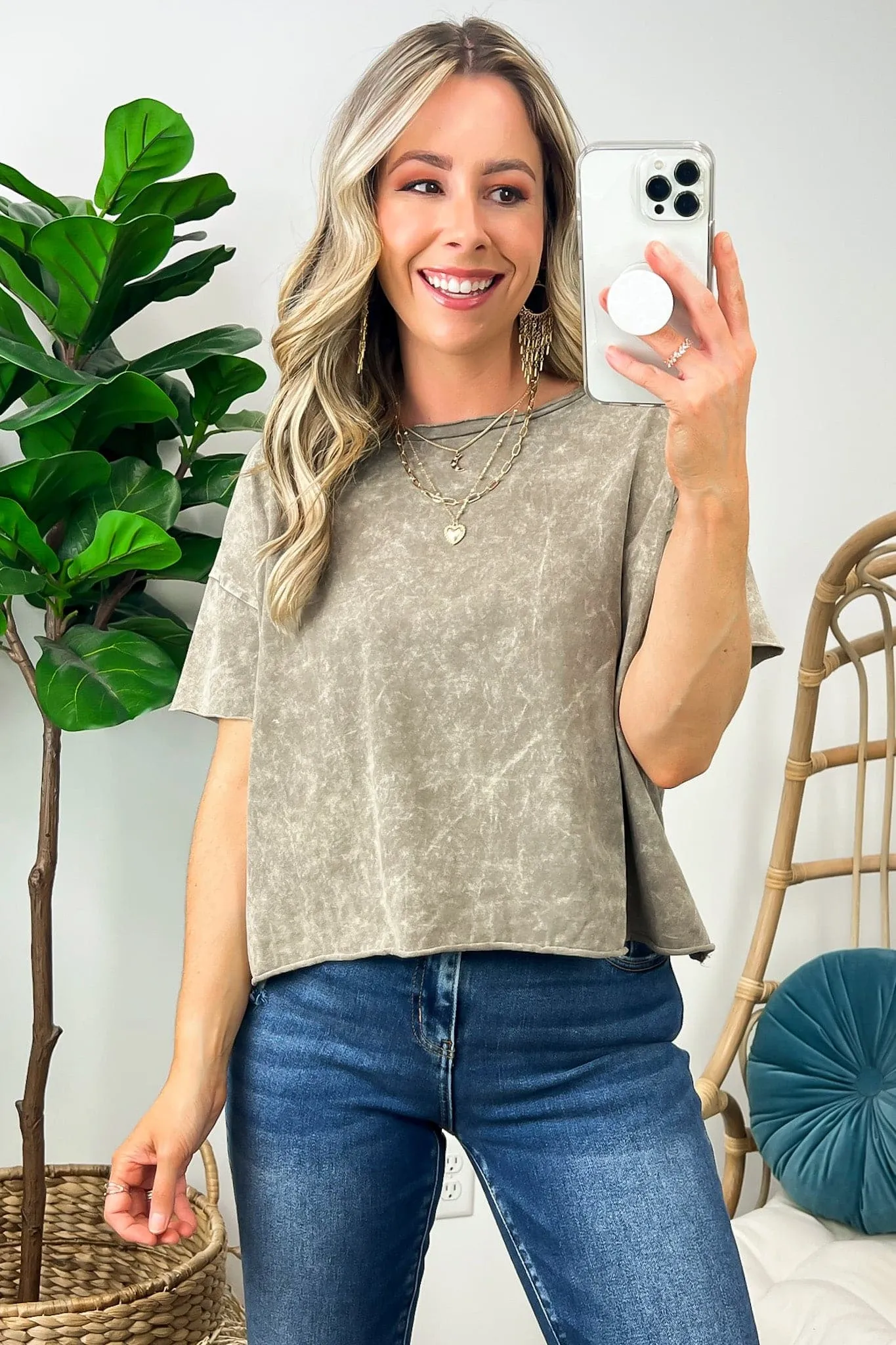 Amorettah Acid Wash Cropped Tee - BACK IN STOCK