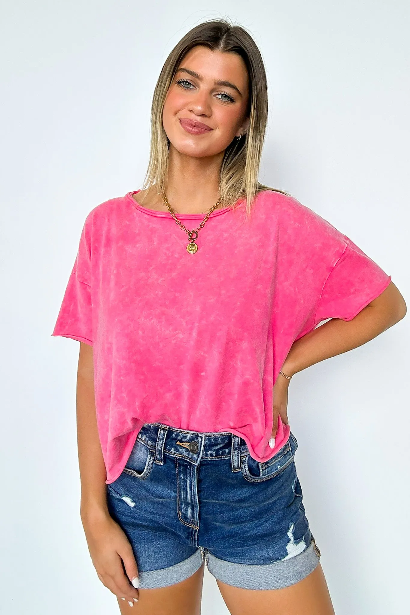 Amorettah Acid Wash Cropped Tee - BACK IN STOCK