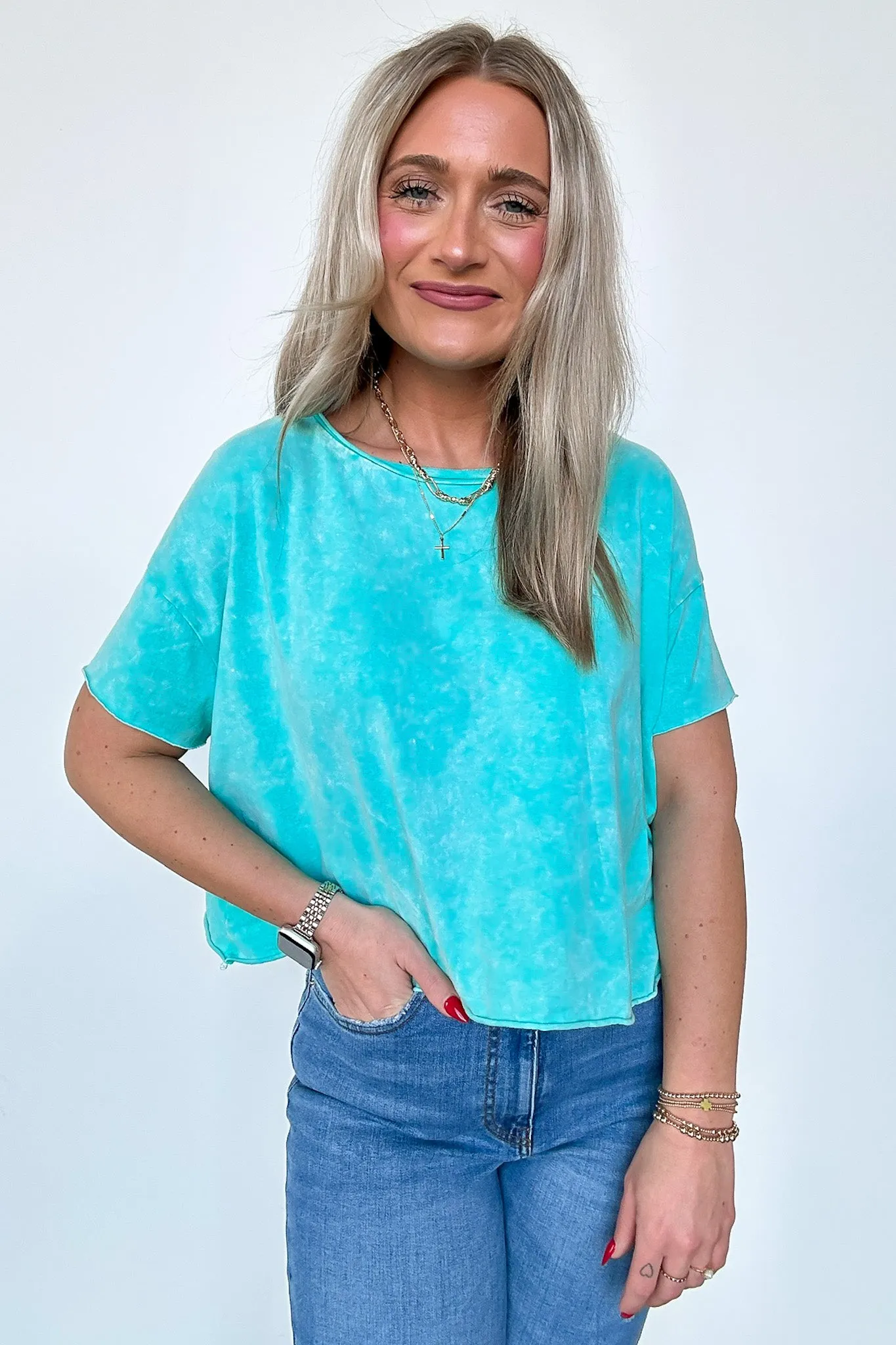 Amorettah Acid Wash Cropped Tee - BACK IN STOCK