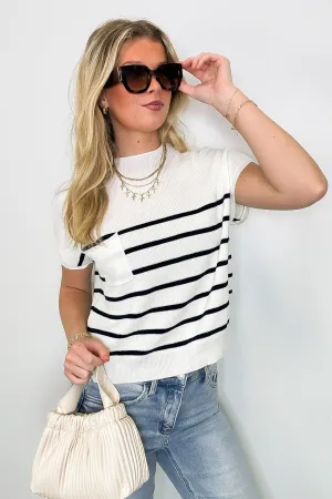 Anika Short Sleeve Striped Knit Top