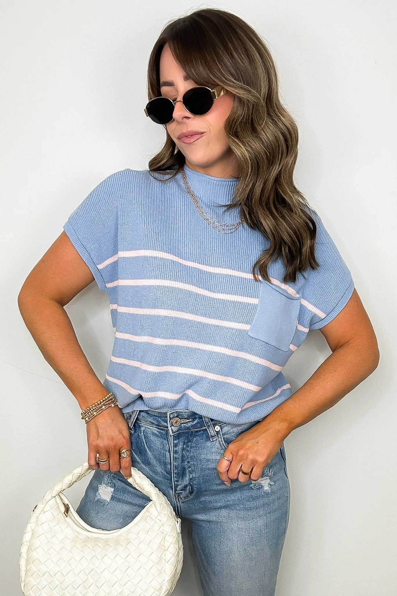 Anika Short Sleeve Striped Knit Top